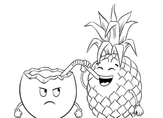 Pineapple and coconut coloring book